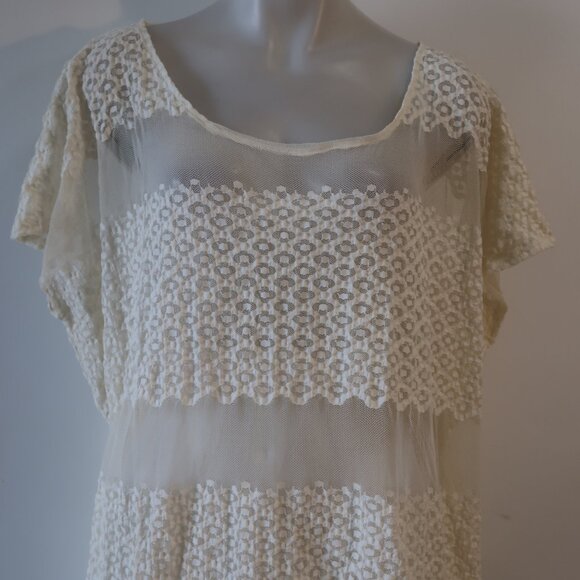 Womens Free People Cream Semi Sheer Oversized Tank Top M - Picture 5 of 7